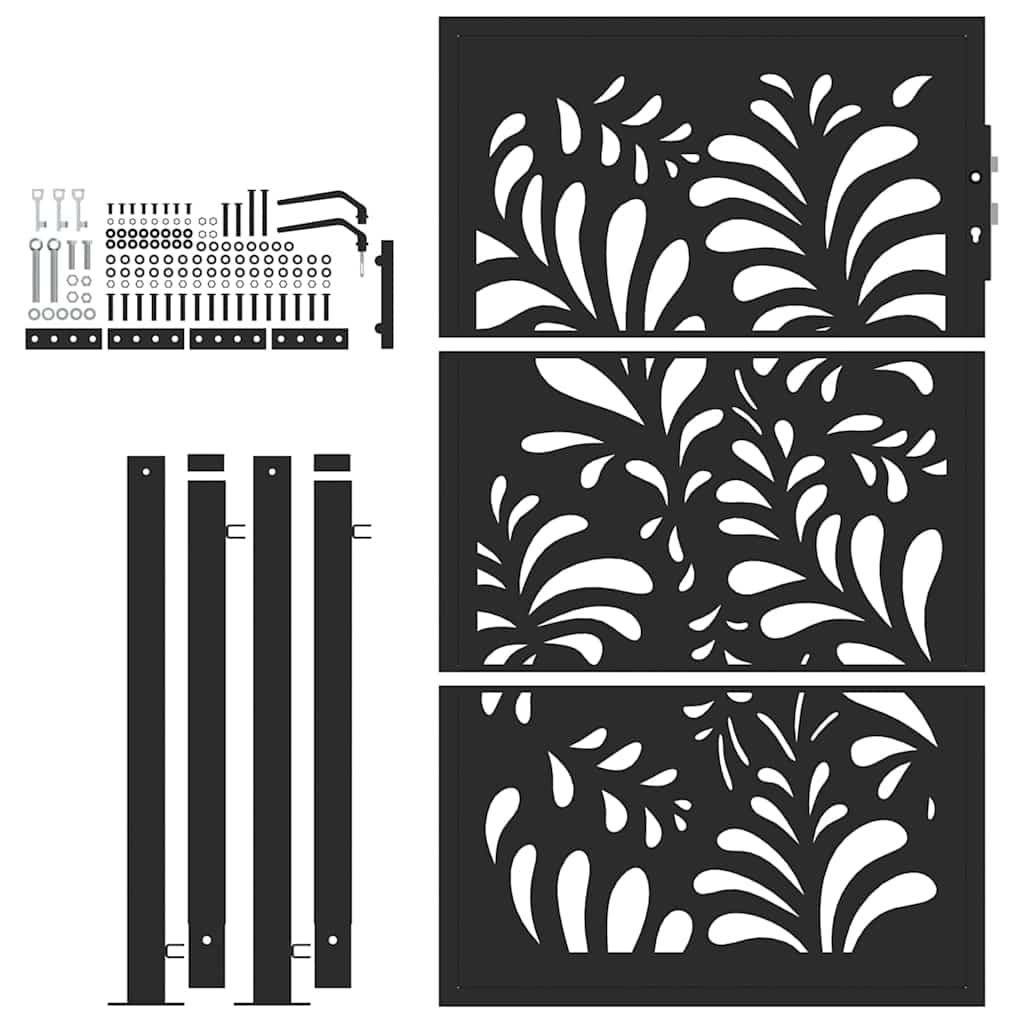havelåge sort 100x150 cm stål bølgedesign