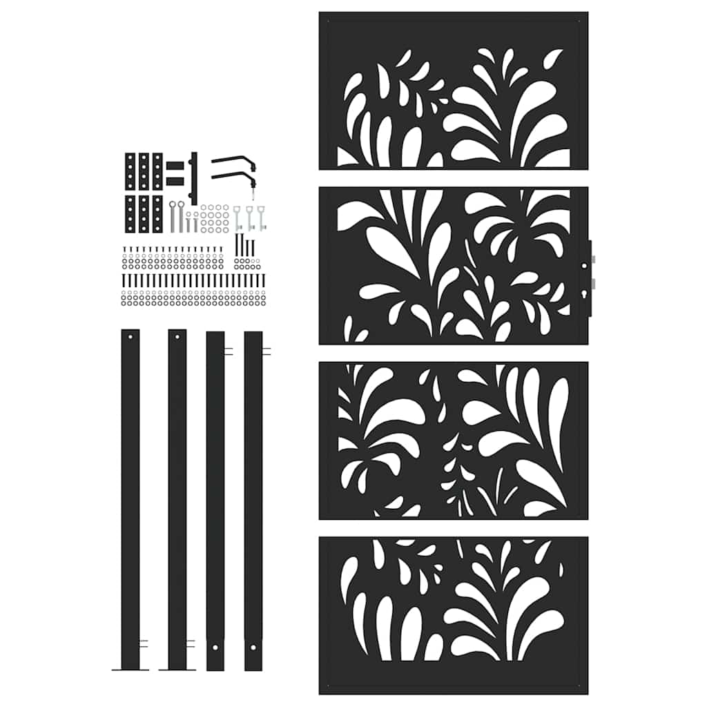 havelåge sort 100x200 cm stål bølgedesign