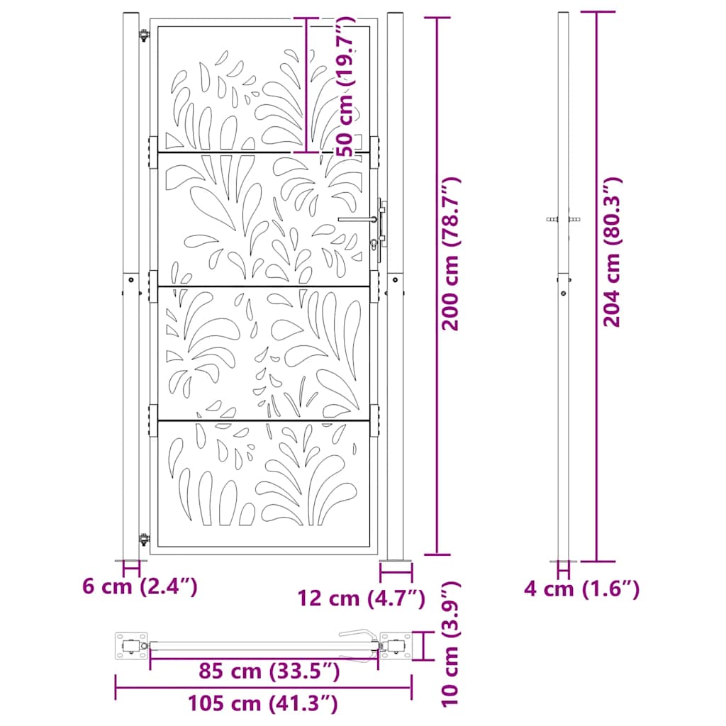 havelåge 100x200 cm vejrbestandigt stål bølgedesign