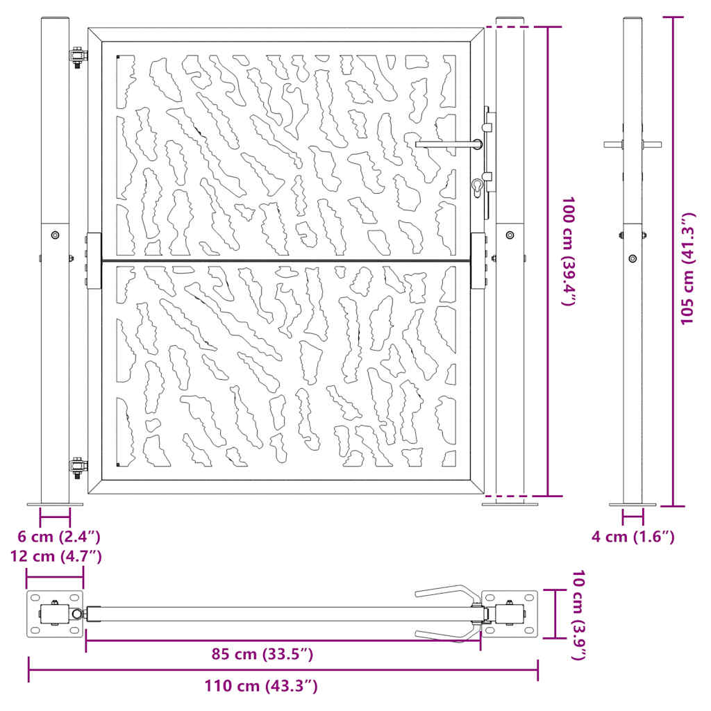 havelåge sort 100x100 cm stålspordesign
