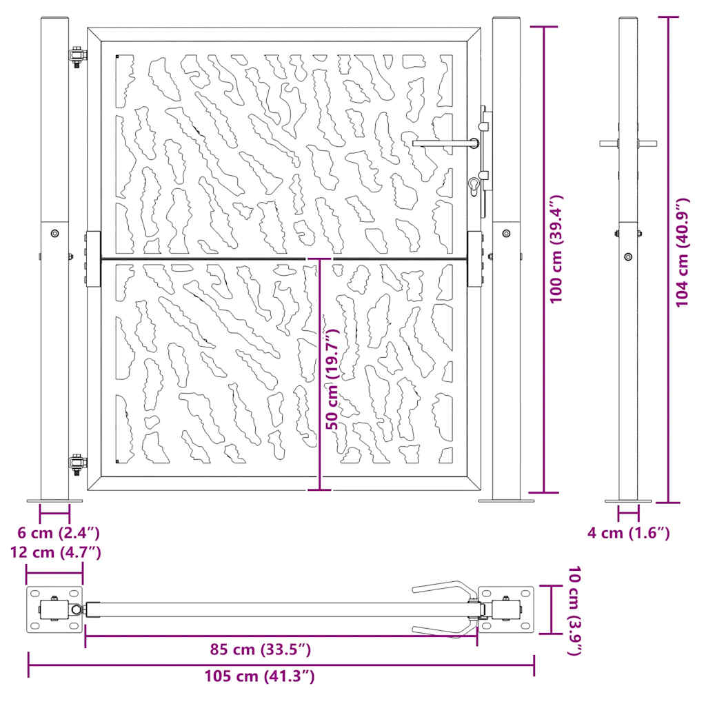 havelåge 100x100 cm vejrbestandigt stålspordesign