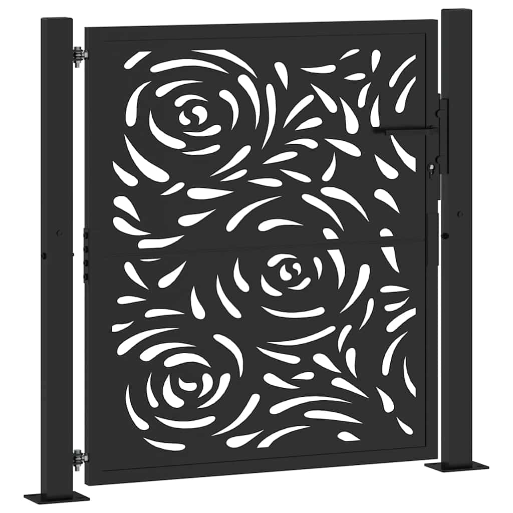 havelåge sort 100x100 cm stål flammedesign