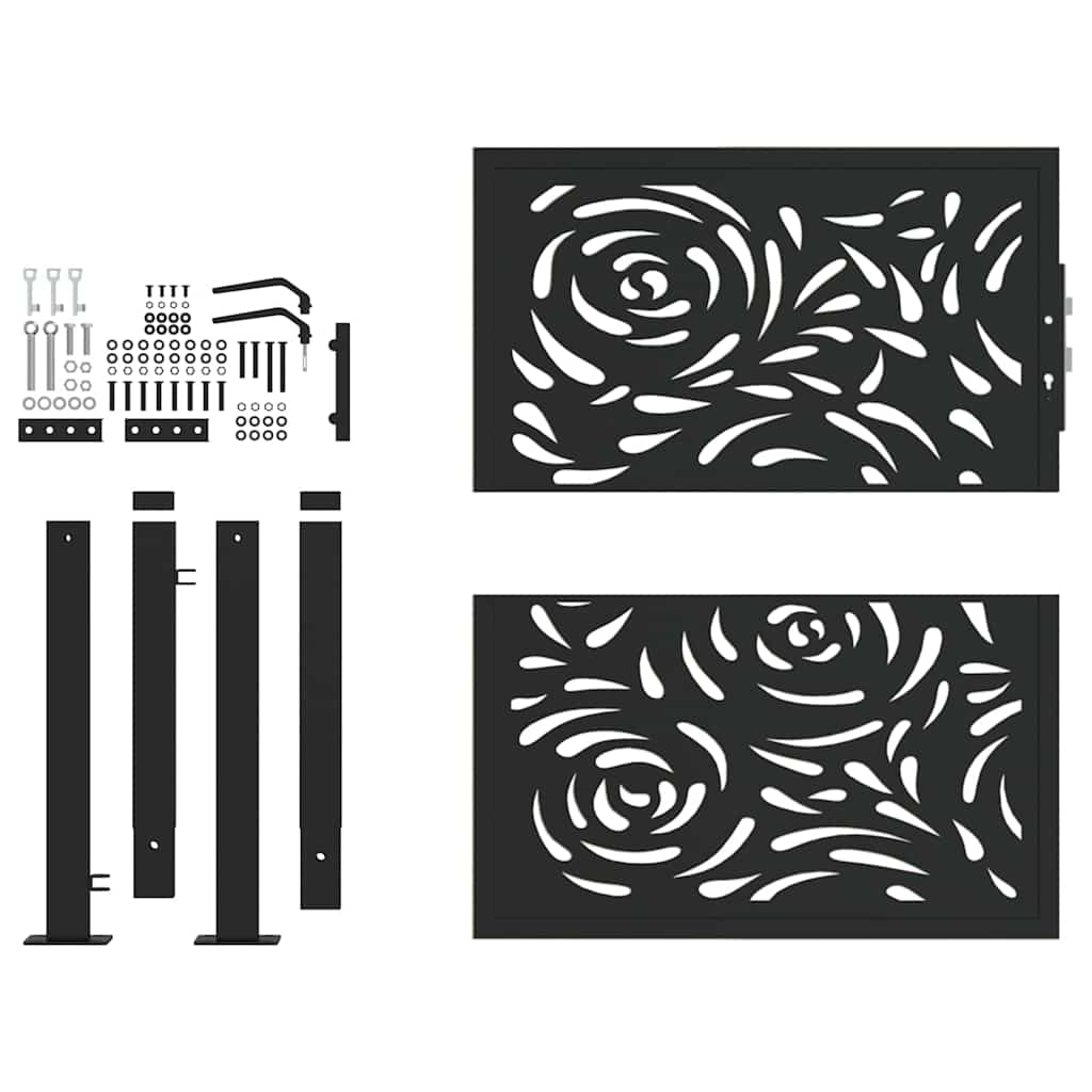 havelåge sort 100x100 cm stål flammedesign