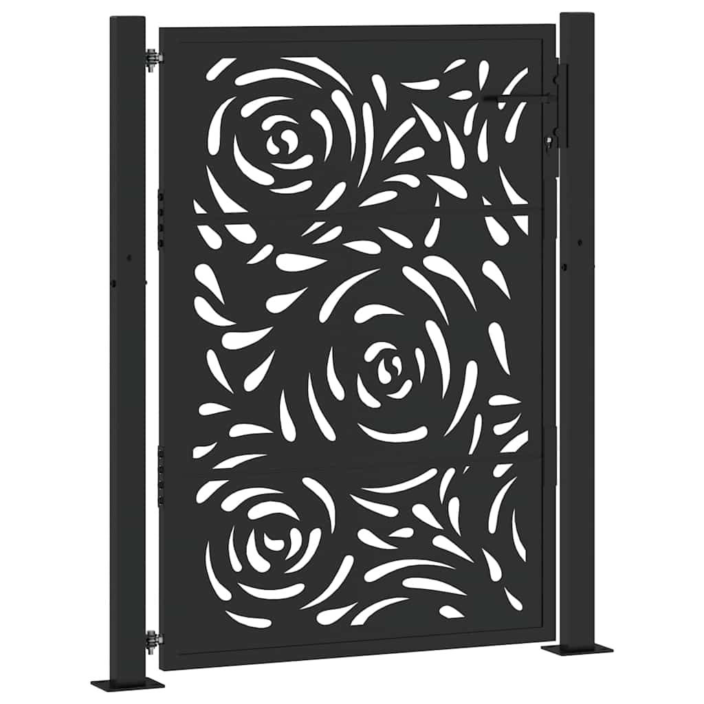 havelåge sort 100x125 cm stål flammedesign