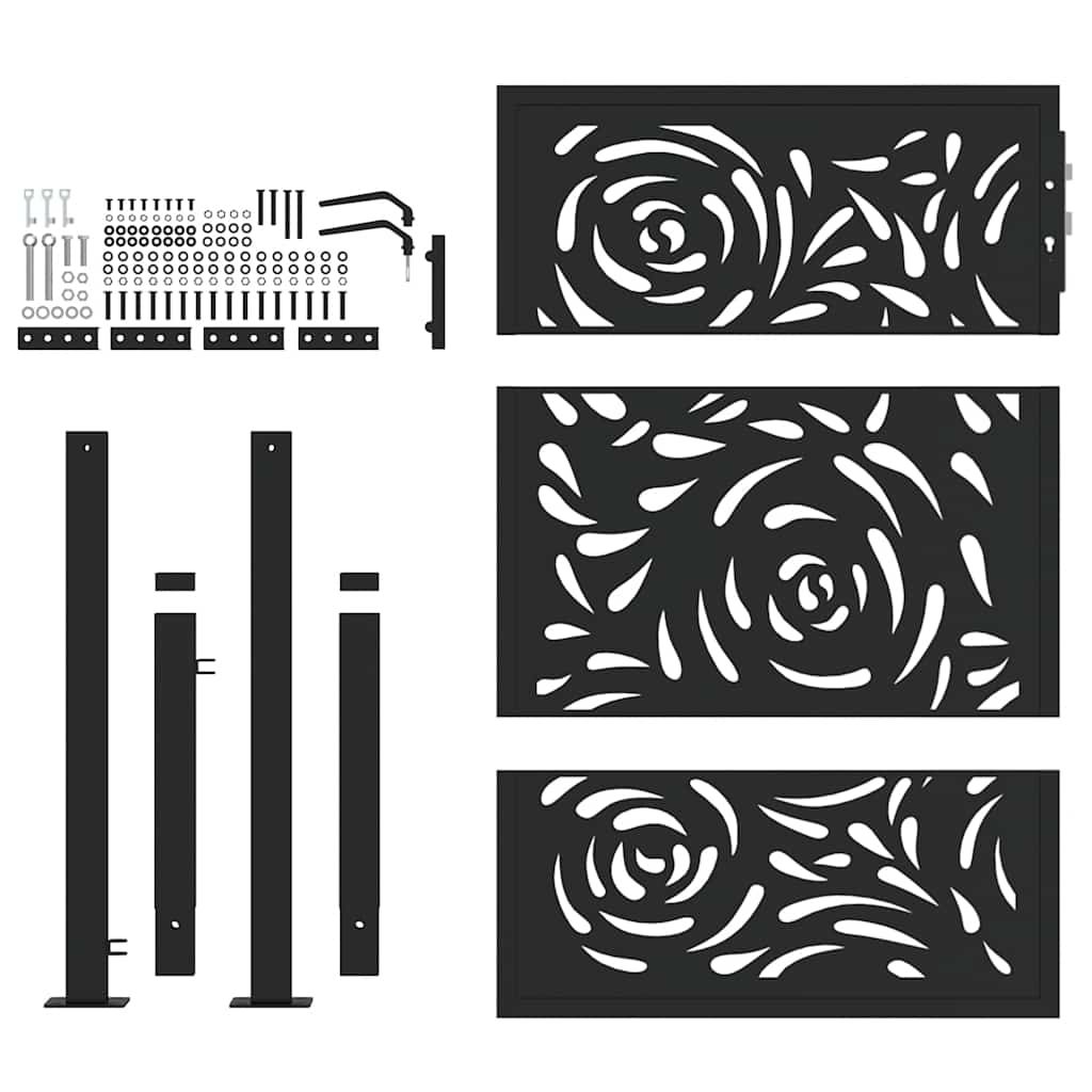 havelåge sort 100x125 cm stål flammedesign