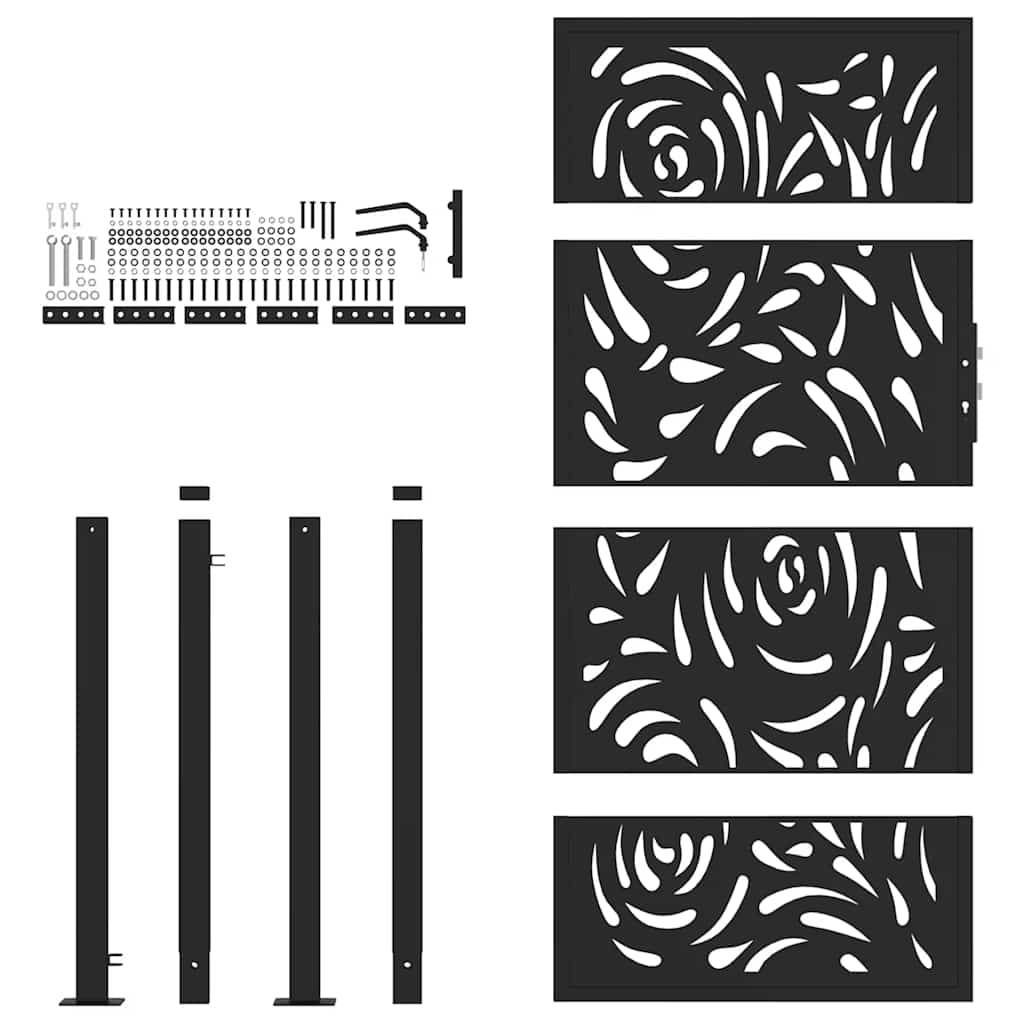 havelåge sort 100x175 cm stål flammedesign