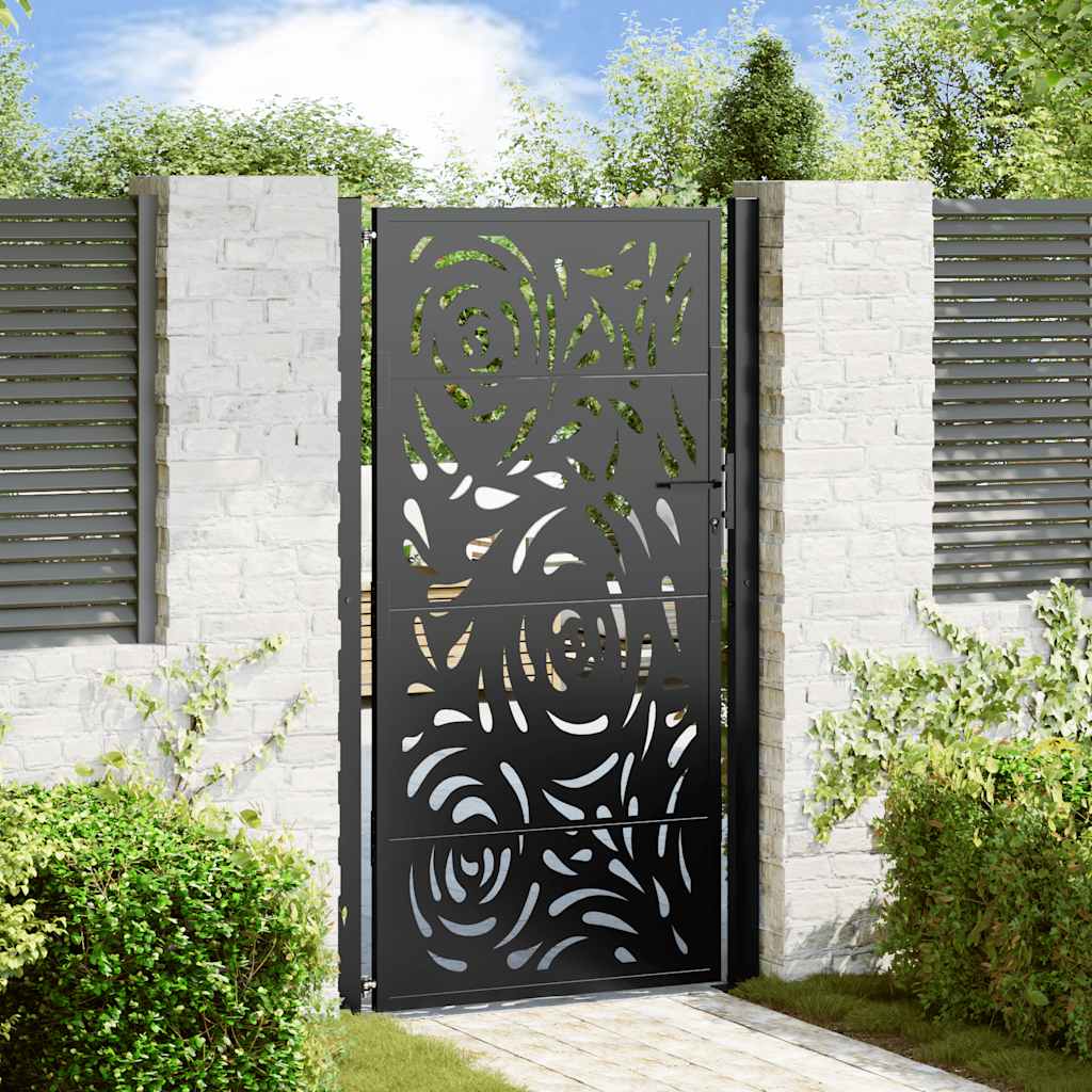 havelåge sort 100x175 cm stål flammedesign