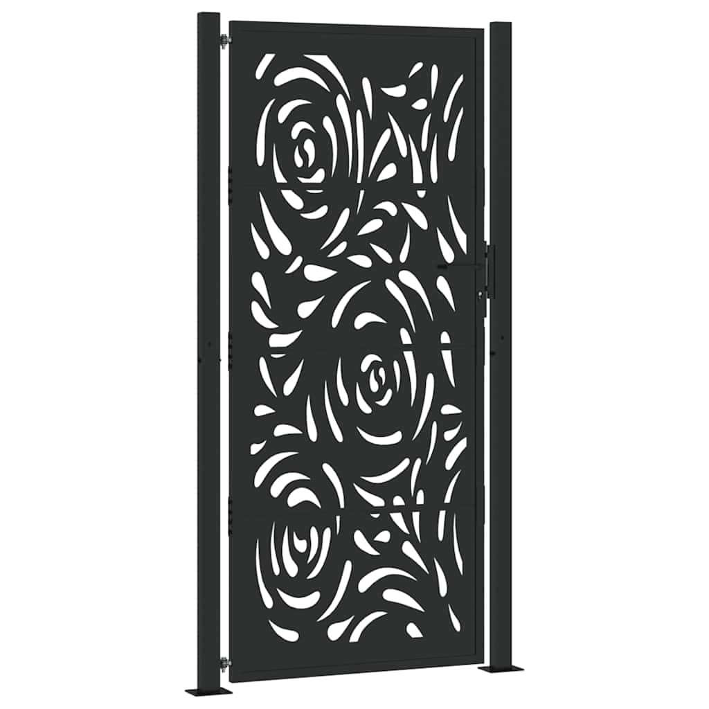 havelåge sort 100x200 cm stål flammedesign