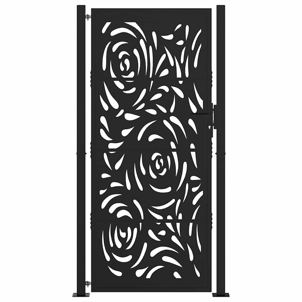 havelåge sort 100x200 cm stål flammedesign