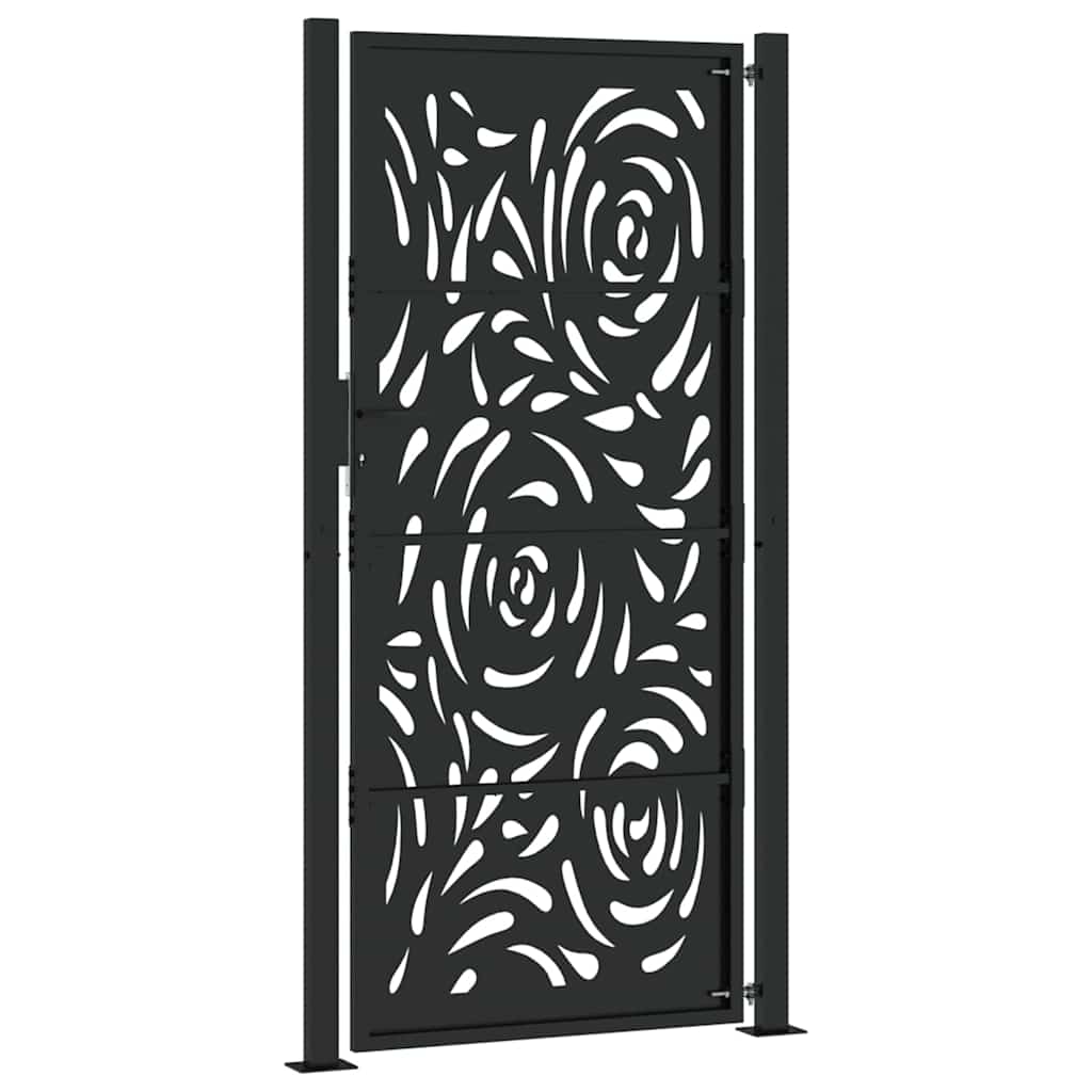 havelåge sort 100x200 cm stål flammedesign