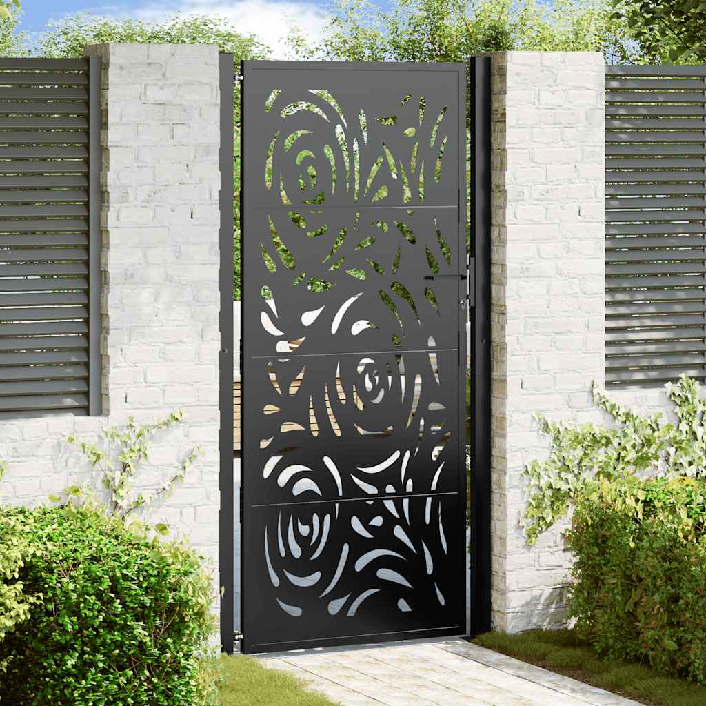 havelåge sort 100x200 cm stål flammedesign