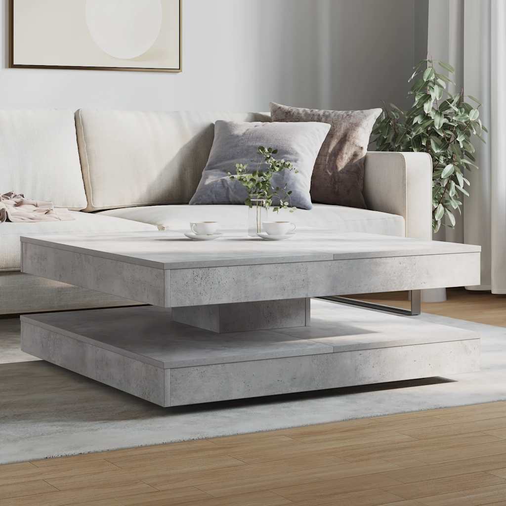 sofabord 360 grader drejeligt 90x90x34,5 cm betongrå