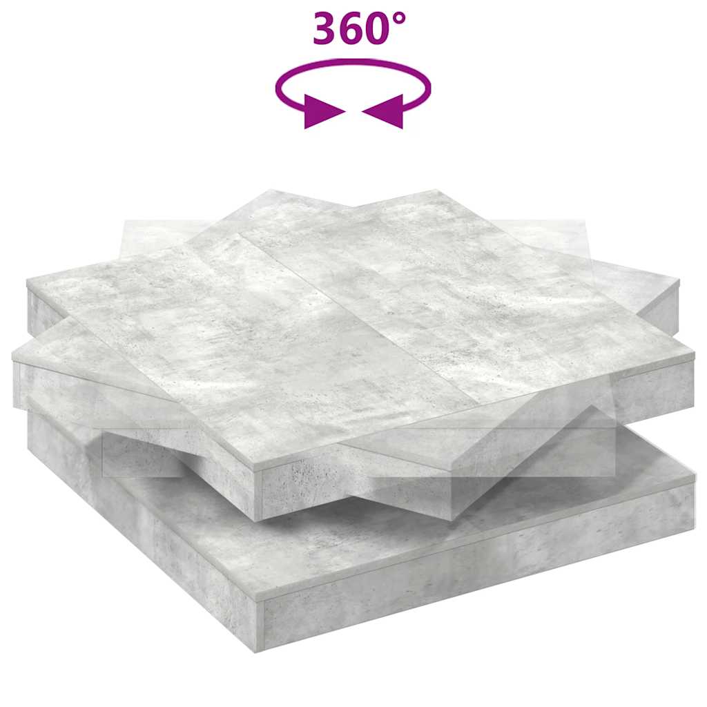 sofabord 360 grader drejeligt 90x90x34,5 cm betongrå