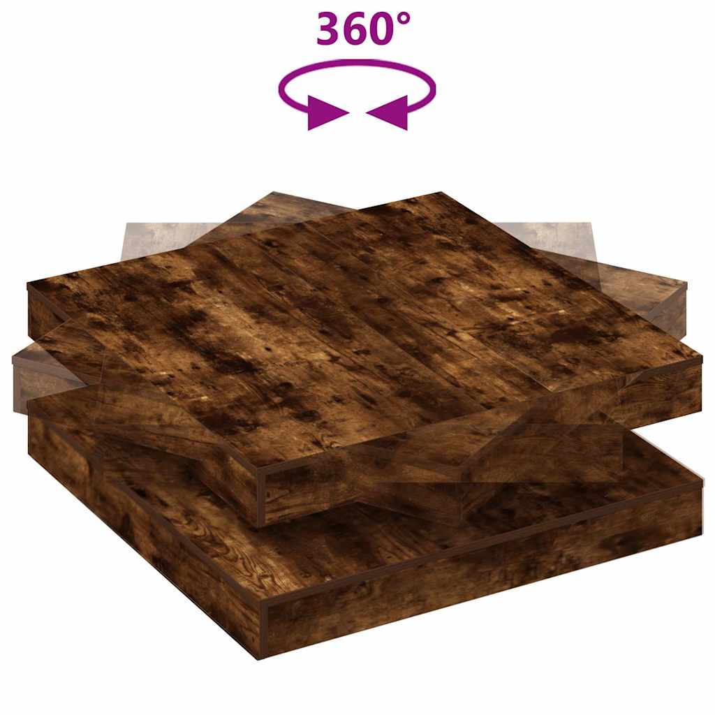 sofabord 360 grader drejeligt 90x90x34,5 cm røget egetræsfarve