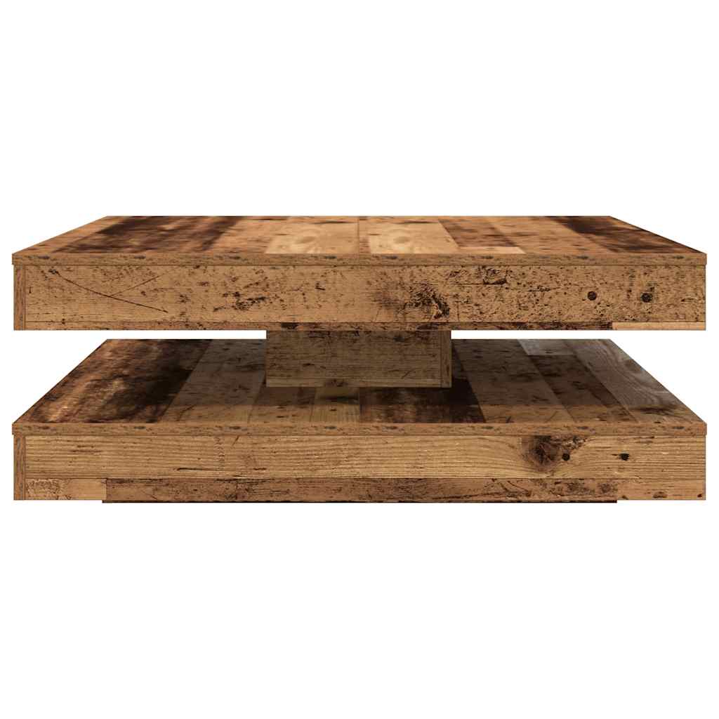 sofabord 360 grader drejeligt 90x90x34,5 cm antikt træ