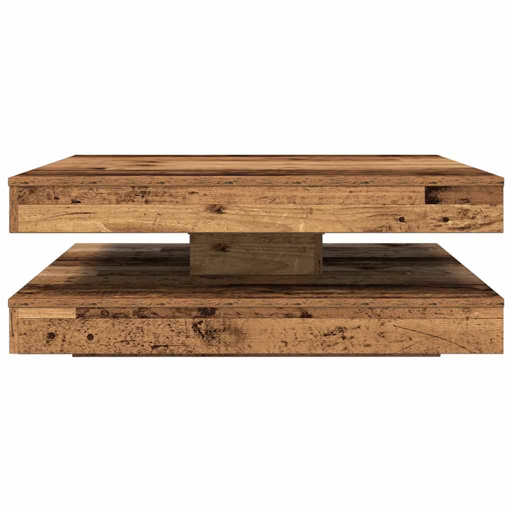 sofabord 360 grader drejeligt 90x90x34,5 cm antikt træ
