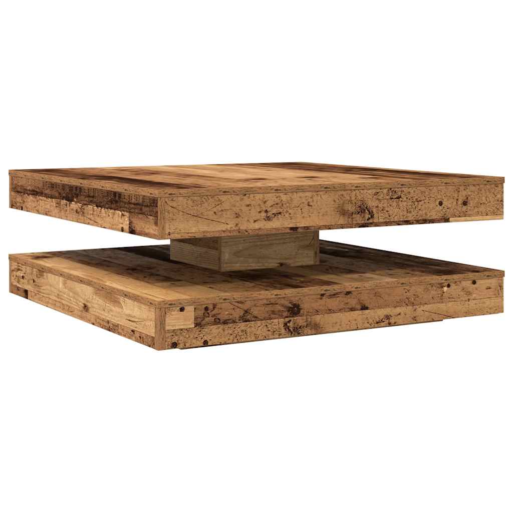 sofabord 360 grader drejeligt 90x90x34,5 cm antikt træ