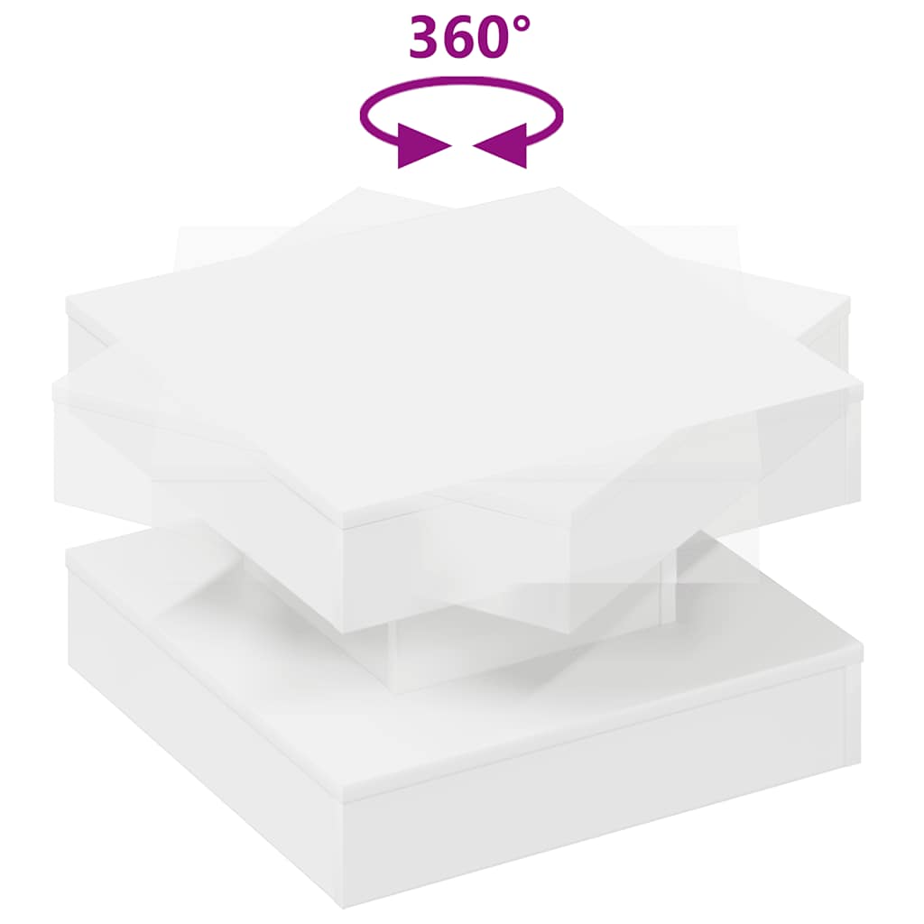 sofabord 360 grader drejeligt 50x50x34,5 cm hvid