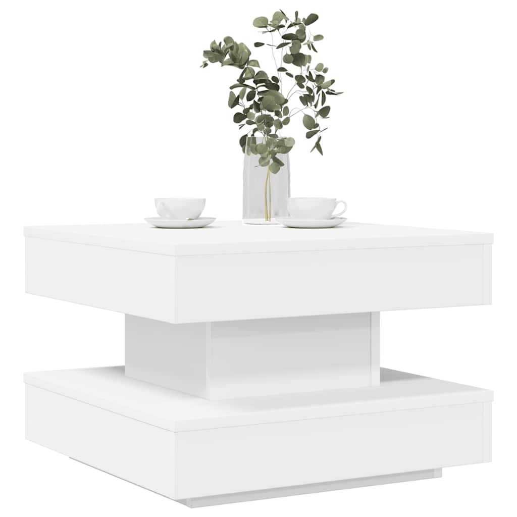 sofabord 360 grader drejeligt 50x50x34,5 cm hvid