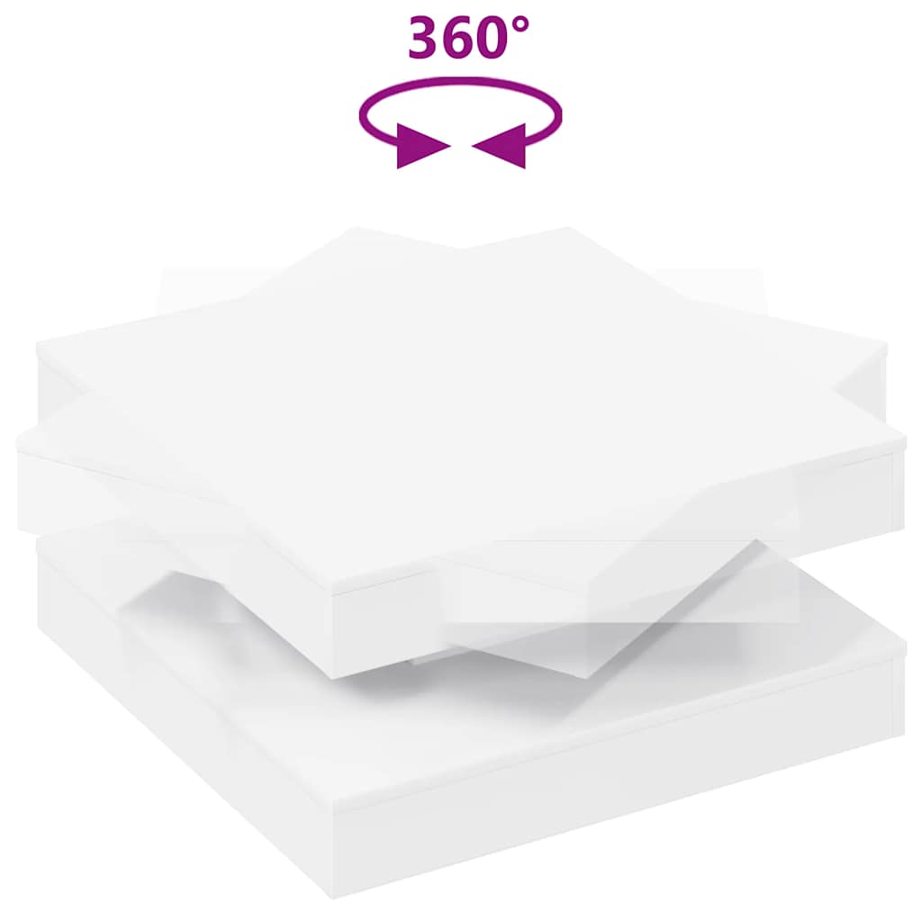 sofabord 360 grader drejeligt 70x70x34,5 cm hvid