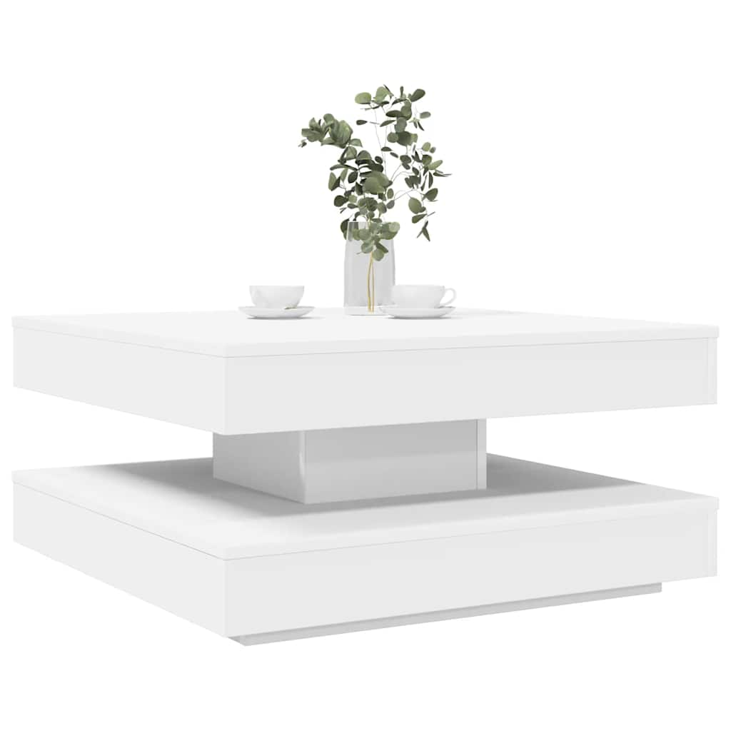 sofabord 360 grader drejeligt 70x70x34,5 cm hvid
