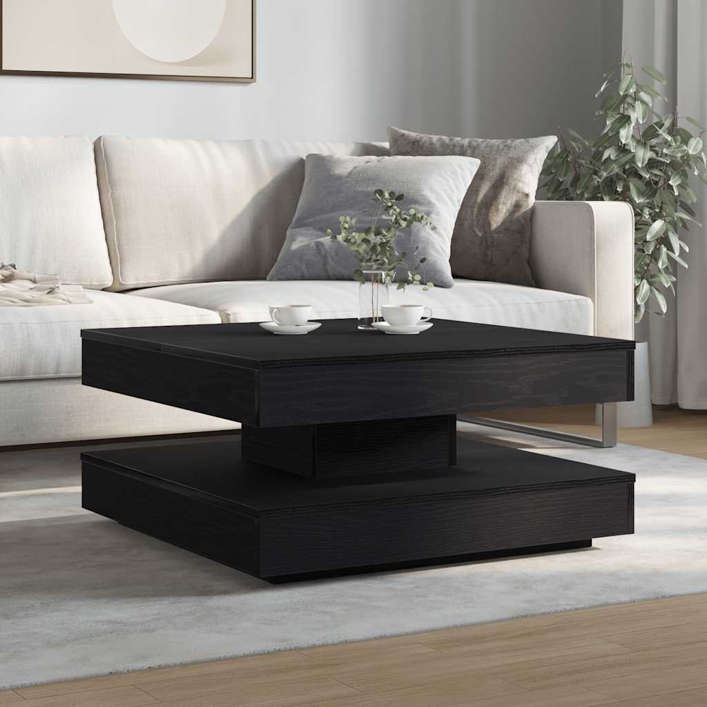 sofabord 360 grader drejeligt 70x70x34,5 cm sort
