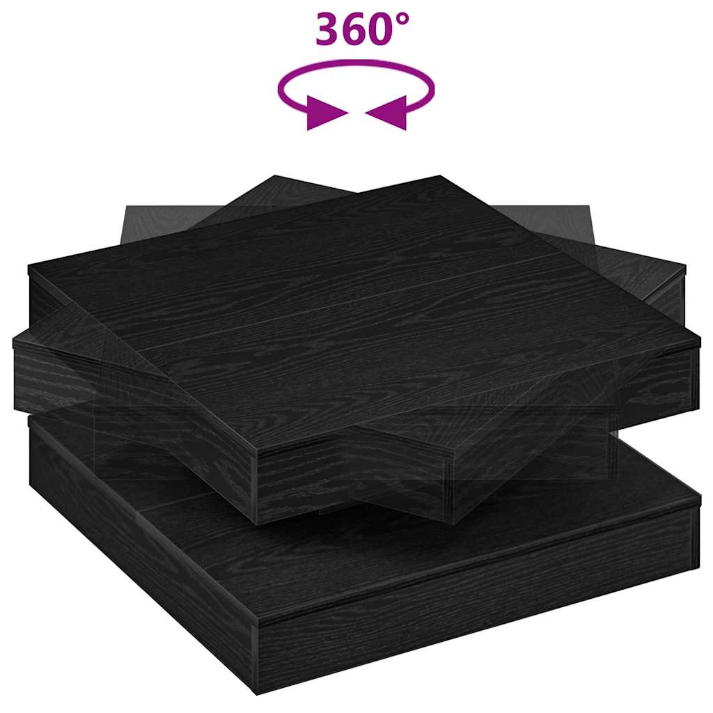 sofabord 360 grader drejeligt 70x70x34,5 cm sort