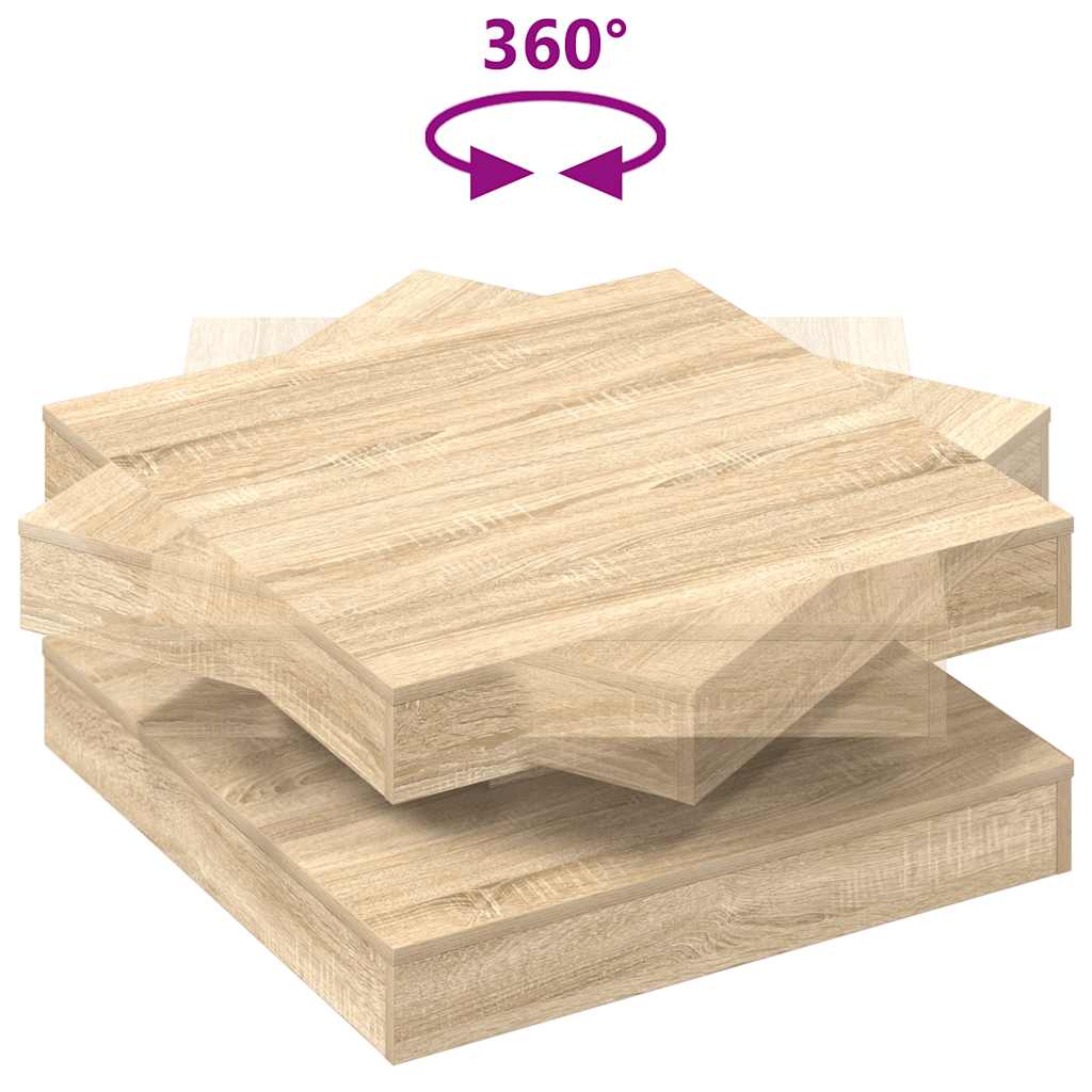 sofabord 360 grader drejeligt 70x70x34,5 cm sonoma-eg