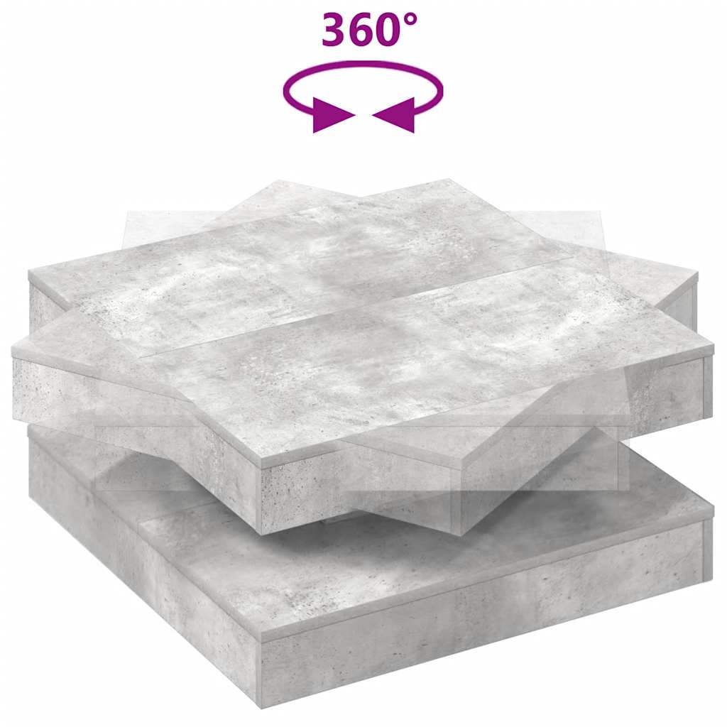 sofabord 360 grader drejeligt 70x70x34,5 cm betongrå