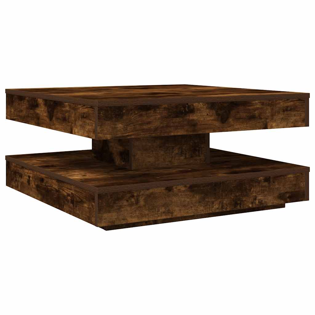 sofabord 360 grader drejeligt 70x70x34,5 cm røget egetræsfarve