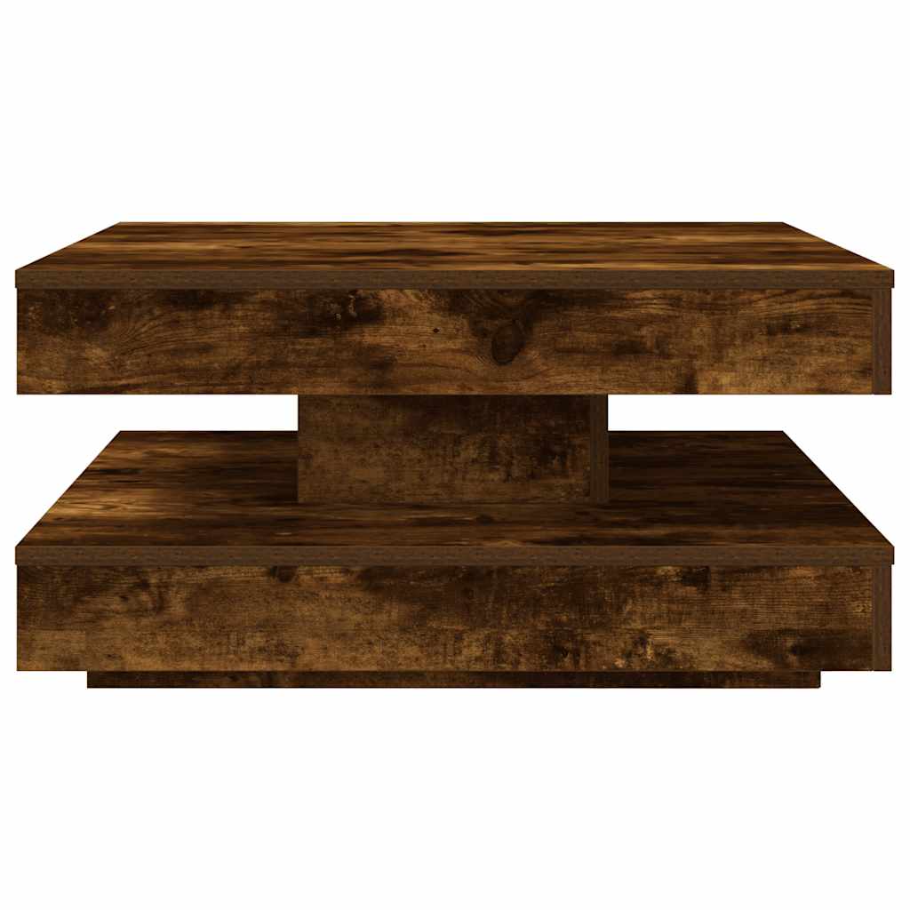 sofabord 360 grader drejeligt 70x70x34,5 cm røget egetræsfarve