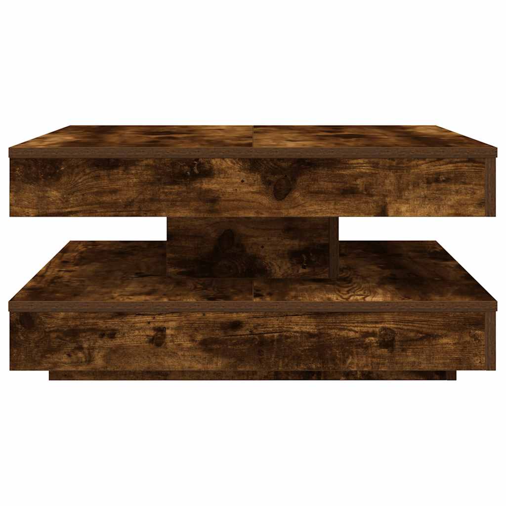 sofabord 360 grader drejeligt 70x70x34,5 cm røget egetræsfarve