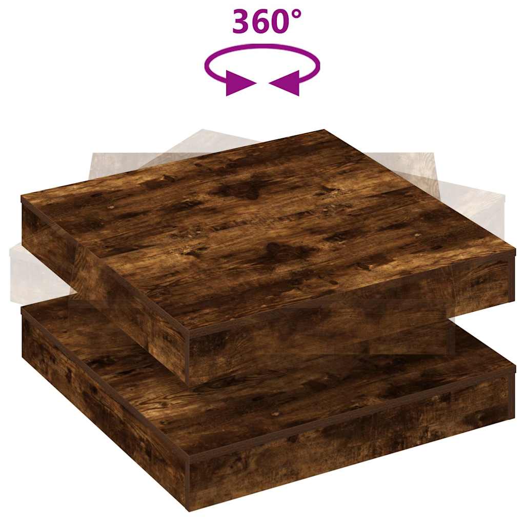 sofabord 360 grader drejeligt 70x70x34,5 cm røget egetræsfarve