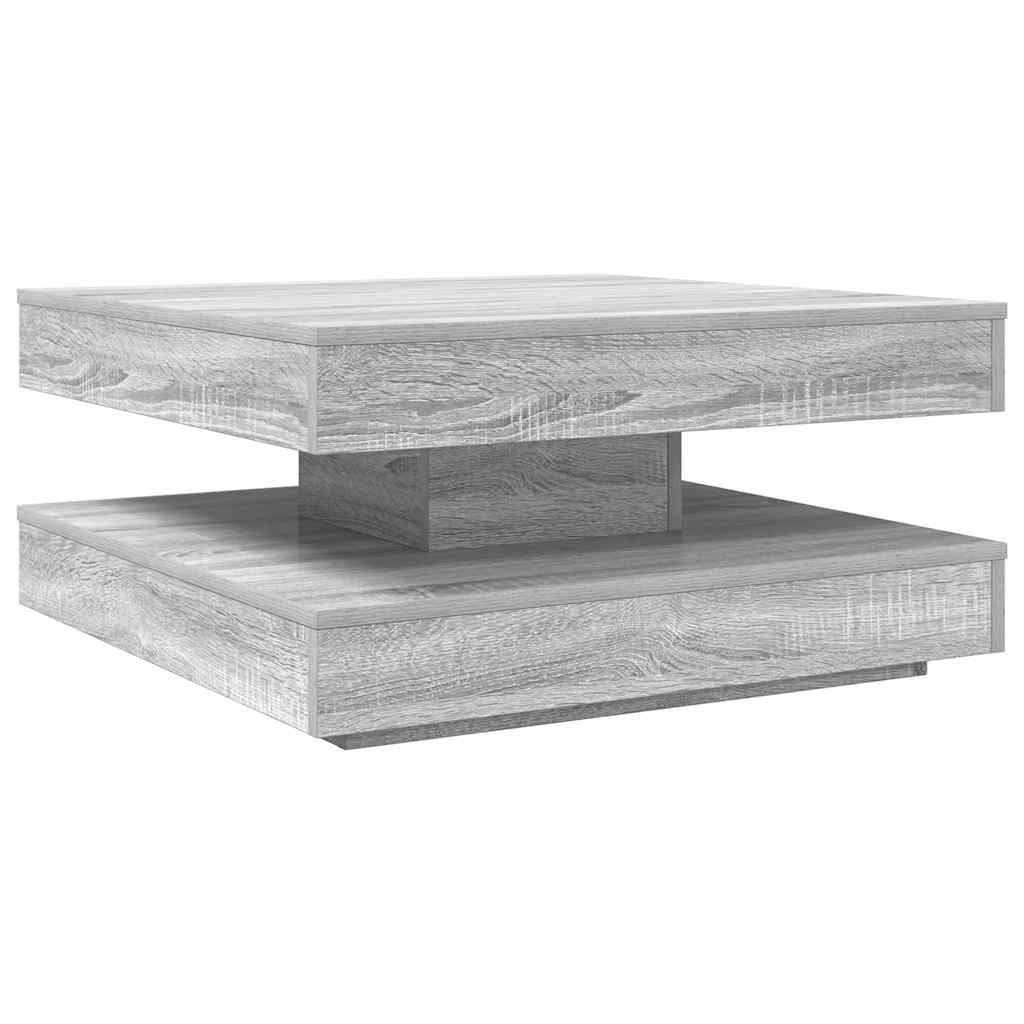 sofabord 360 grader drejeligt 70x70x34,5 cm grå sonoma-eg