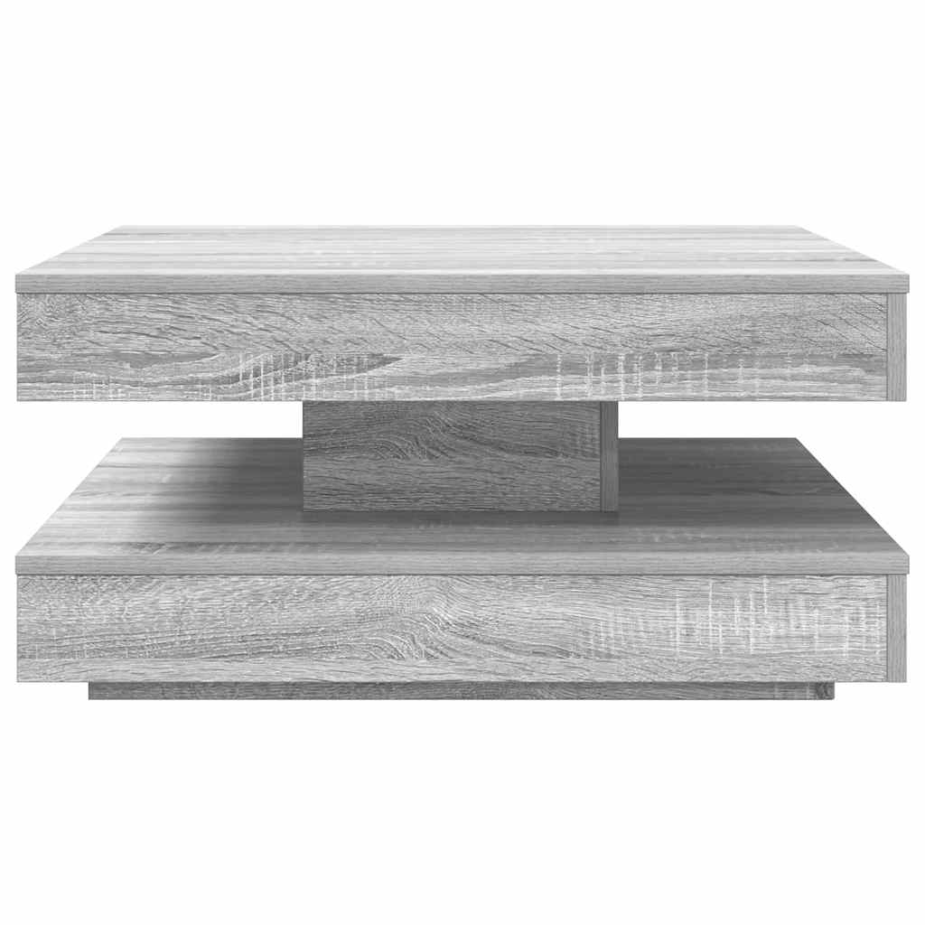 sofabord 360 grader drejeligt 70x70x34,5 cm grå sonoma-eg