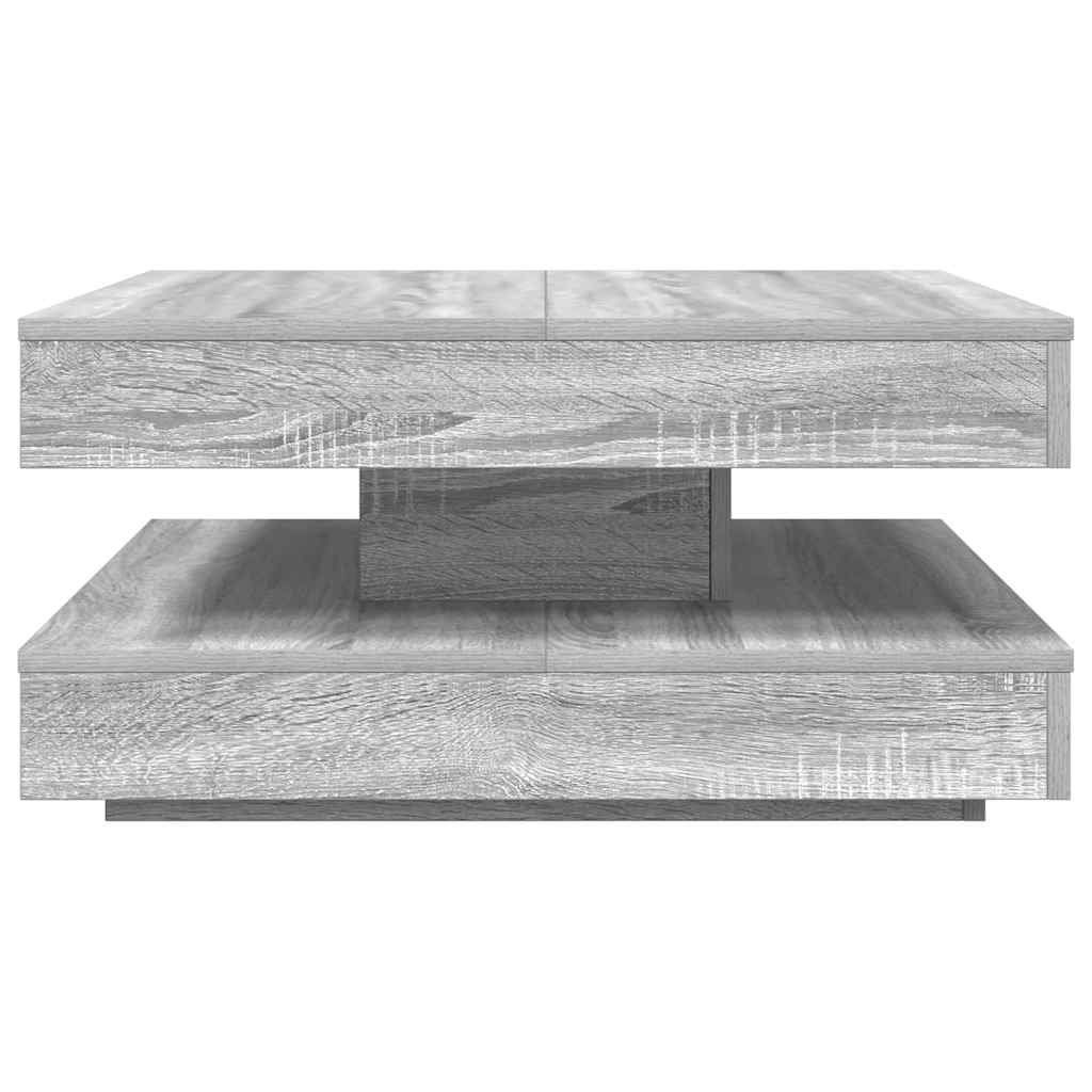 sofabord 360 grader drejeligt 70x70x34,5 cm grå sonoma-eg