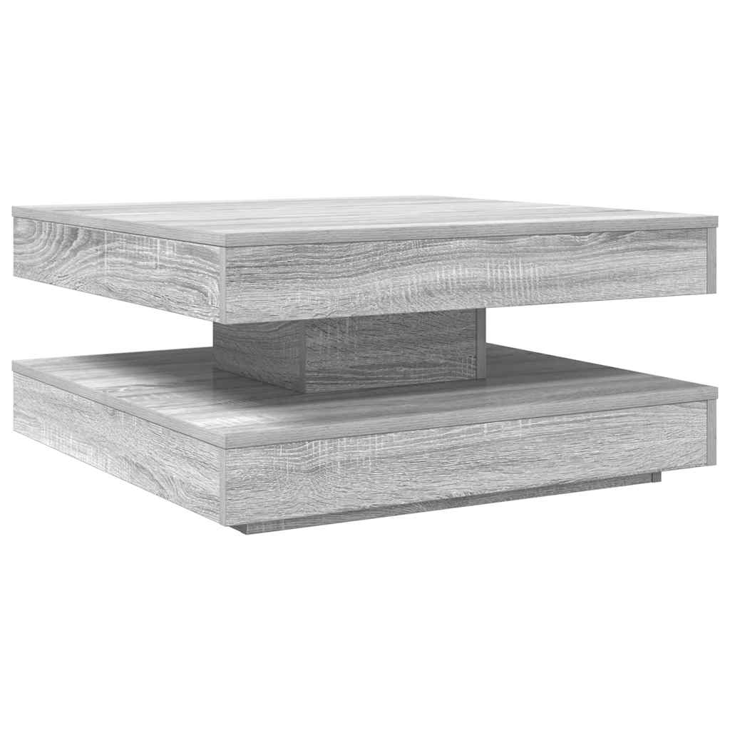 sofabord 360 grader drejeligt 70x70x34,5 cm grå sonoma-eg