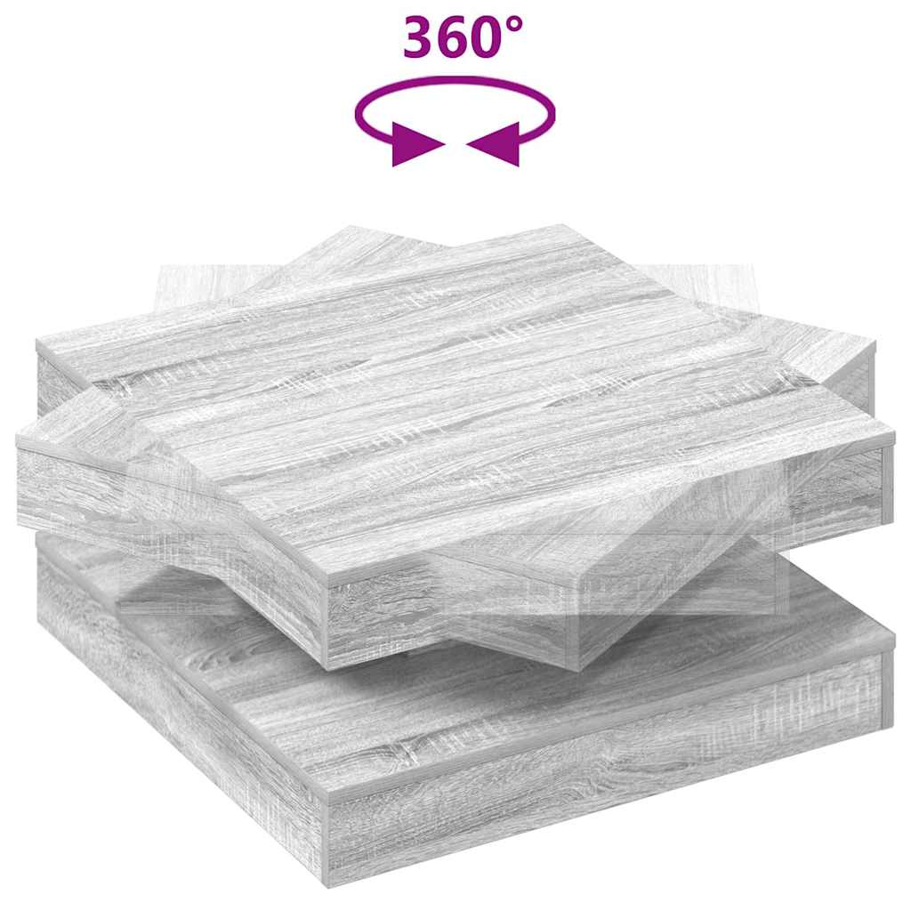 sofabord 360 grader drejeligt 70x70x34,5 cm grå sonoma-eg