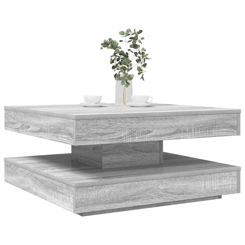 sofabord 360 grader drejeligt 70x70x34,5 cm grå sonoma-eg