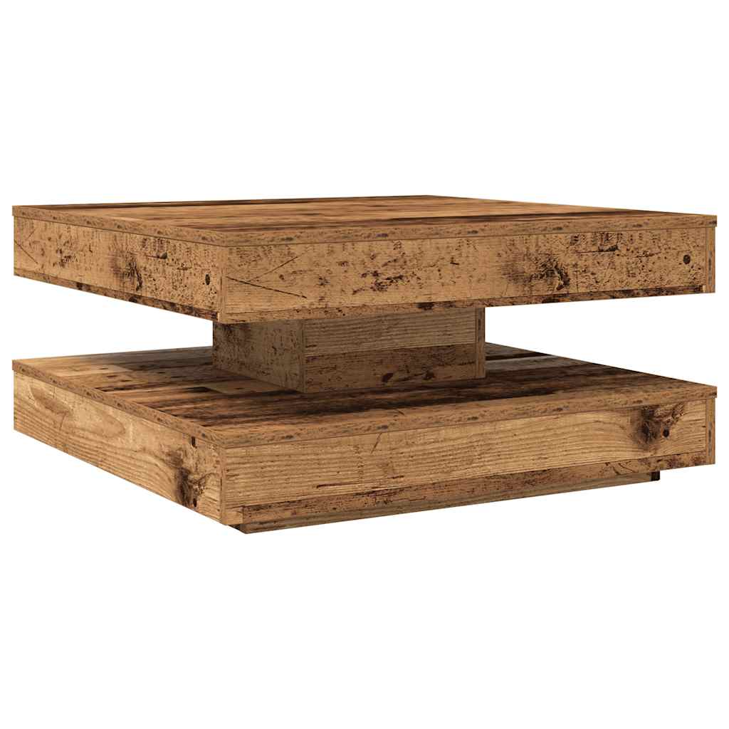 sofabord 360 grader drejeligt 70x70x34,5 cm antikt træ