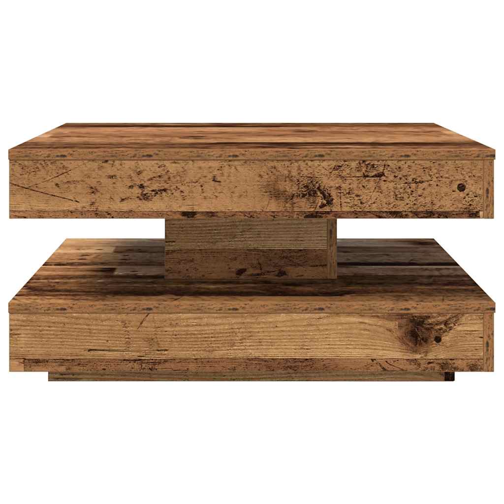 sofabord 360 grader drejeligt 70x70x34,5 cm antikt træ