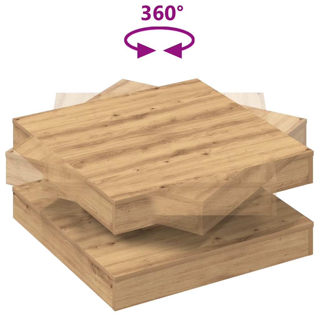 sofabord 360 grader drejeligt 70x70x34,5 cm kunsteg