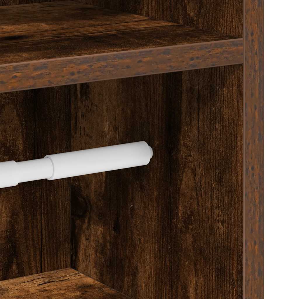 badeværelsesskab med rulleholder 20,5x22x90 cm røget egetræ