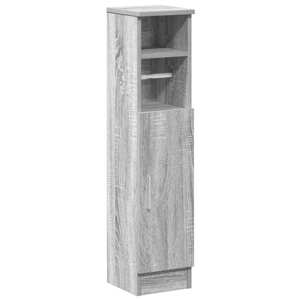 badeværelsesskab med rulleholder 20,5x22x90 cm grå sonoma-eg