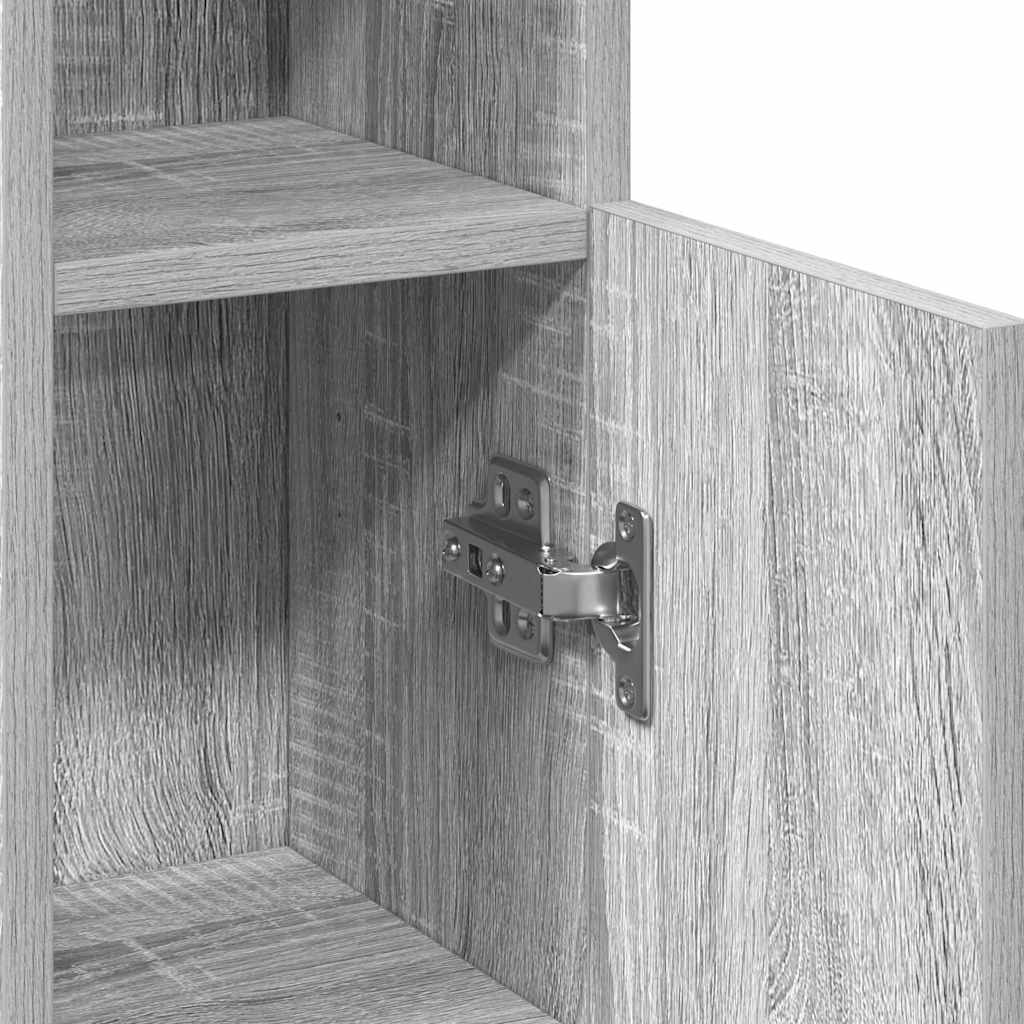 badeværelsesskab med rulleholder 20,5x22x90 cm grå sonoma-eg