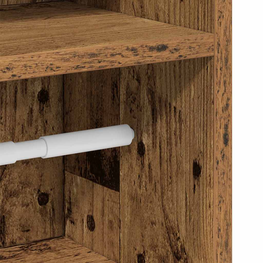 badeværelsesskab med rulleholder 20,5x22x90 cm antikt træ