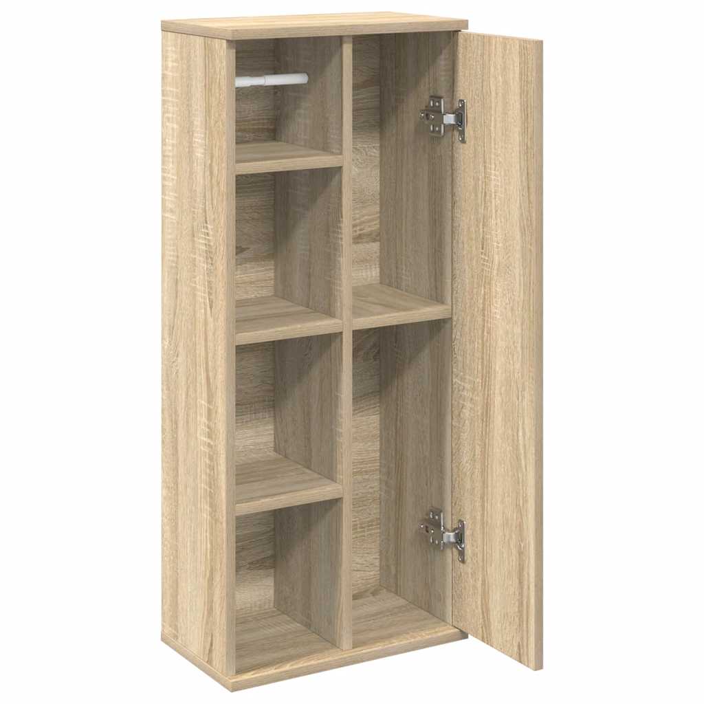 badeværelsesskab med rulleholder 39x22x90 cm sonoma-eg