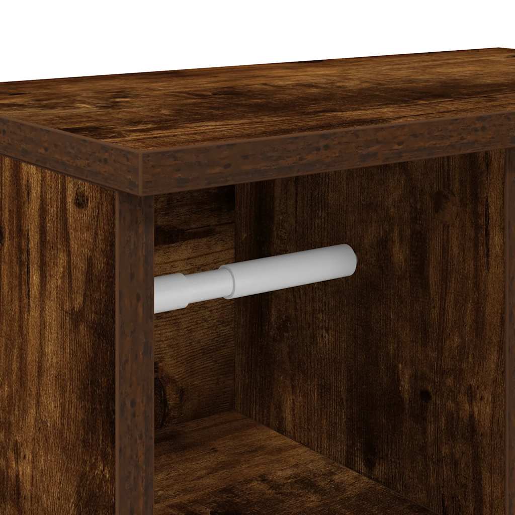 badeværelsesskab med rulleholder 39x22x90 cm røget egetræ