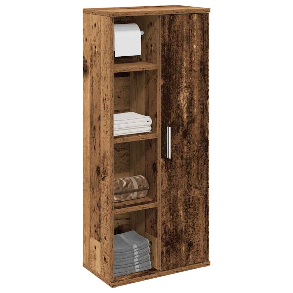 badeværelsesskab med rulleholder 39x22x90 cm antikt træ
