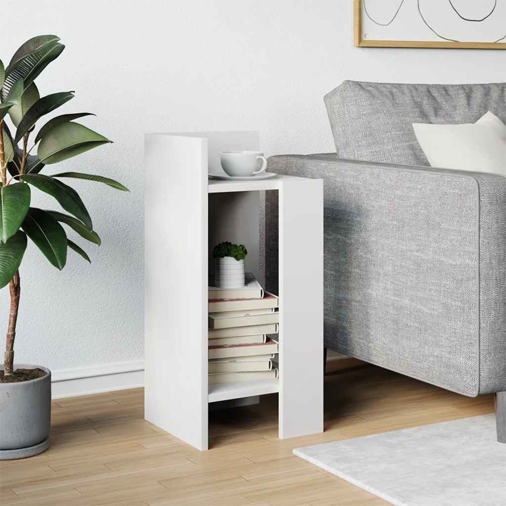 sidebord med hylde Hvid 25,5x27x60 cm